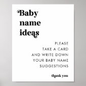 Poster Panneau Baby shower Suggestions de nom de script r (Devant)