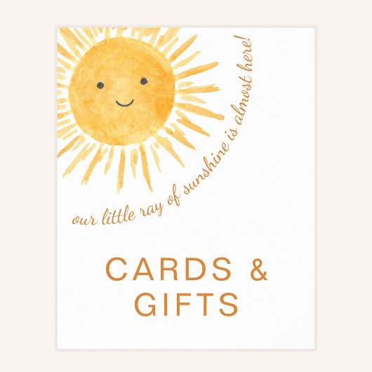 Poster Panneau Baby shower Sunshine Cartes Et Cadeaux