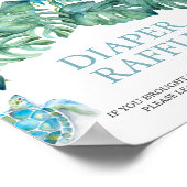 Poster Panneau Baby shower Tropical Sea Turtle Diaper (Coin)