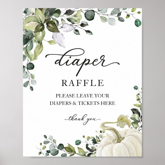 Poster Panneau baby shower Vert Diaper Raffle Jeu (Devant)