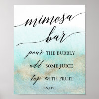 Panneau bar Aqua et Gold Watercolor Beach Mimosa