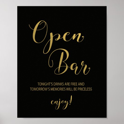 Poster Panneau Black & Gold Open Bar (Devant)