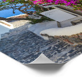 Poster Panneau blanc à côté de Bougainvilliers violets (Coin)