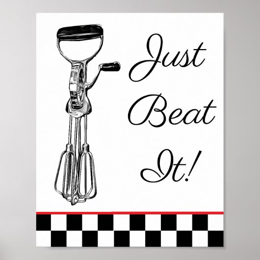 Poster Panneau Blanc, Noir et Rouge Just Beat It (Devant)