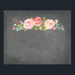 Poster Panneau blanc rose Jardin Floral Chalkboard<br><div class="desc">Cette affiche est vierge avec de la place pour la personnalisation avec de jolis roses d'aquarelle sur un faux arrière - plan de tableau.</div>
