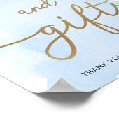 Poster Panneau Bleu Aquarelle Or Cartes et Cadeaux (Coin)