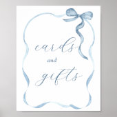Poster Panneau Bleu Bow et ruban Cartes et cadeaux (Devant)