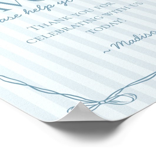 Poster Panneau bleu Coquette Bow Pastel Faveurs (Coin)