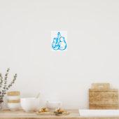 Poster Panneau bleu de boxe cool avec gants (Cuisine)