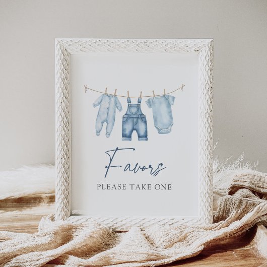 Poster Panneau bleu Jean Denim Baby shower Faveurs