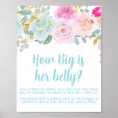 Poster Panneau Blue Floral Boy Baby shower Big Belly Jeu (Devant)
