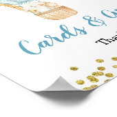 Poster Panneau Blue Hot Air Balloon Animaux Cartes et Cad (Coin)