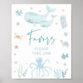 Poster Panneau Blue Pastel Under the Sea Baby shower Favo (Devant)