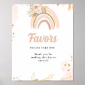 Poster Panneau Boho arc-en-ciel pampas Gras baby shower (Devant)