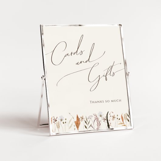 Poster Panneau Boho Automne Fleur sauvage Cartes et Cadea