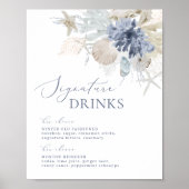 Poster Panneau Boho Beach Blue Mariage Signature Boissons (Devant)
