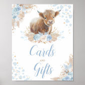 Poster Panneau Boho Blue Highland Vache Cartes et Cadeaux (Devant)