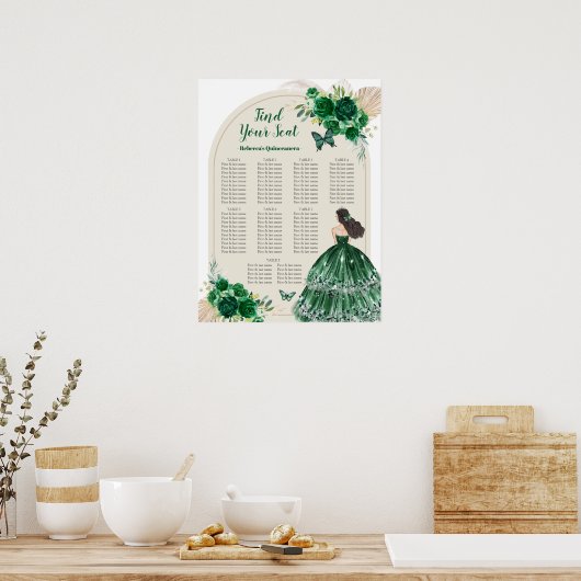 Poster Panneau Boho Emerald Green Quinceañera (Cuisine)