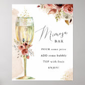 Poster Panneau Boho Fleurs et Champagne Verre Mimosa Bar (Devant)