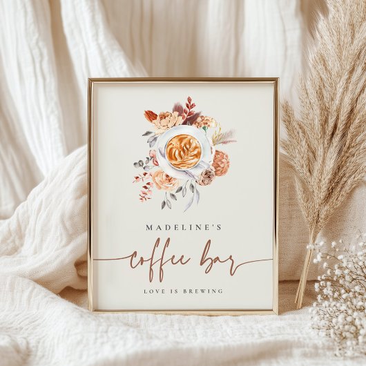 Poster Panneau Boho Floral Fête des mariées Bar à café