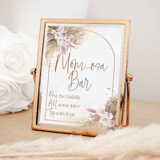 Poster Panneau Boho Momosa Bar Pampas Grass Baby shower