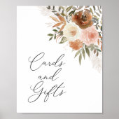 Poster Panneau Boho Terracotta Floral Cartes et Cadeaux (Devant)