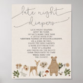 Poster Panneau Boho Woodland baby shower Late Night Diapo (Devant)