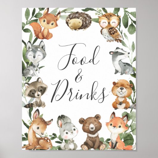 Poster Panneau Bois Animaux Baby shower Alimentation et b (Devant)