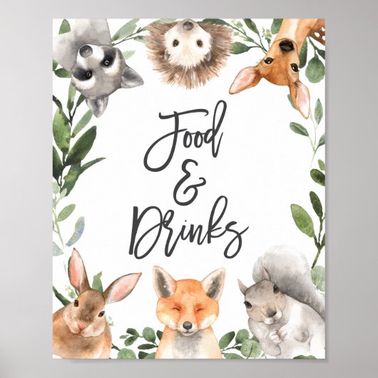 Poster Panneau Bois Animaux Baby shower Alimentation et b (Devant)