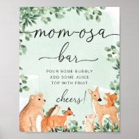 Panneau Bois Animaux Baby shower Vert Momosa Bar
