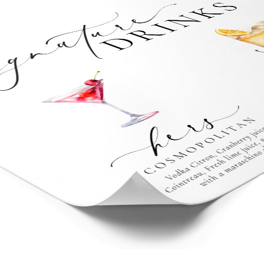 Poster Panneau boisson Ellesmere Modern Minimal Signature (Coin)