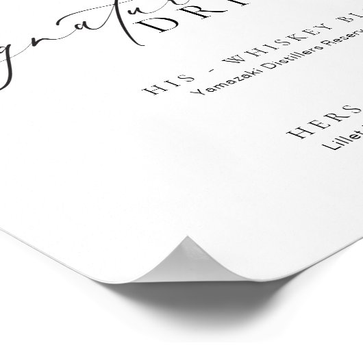 Poster Panneau boisson Ellesmere Modern Minimal Signature (Coin)