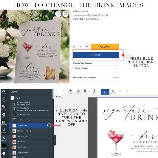 Poster Panneau boisson Ellesmere Modern Minimal Signature