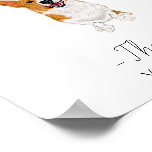 Poster Panneau boisson Mariage Corgi (Coin)