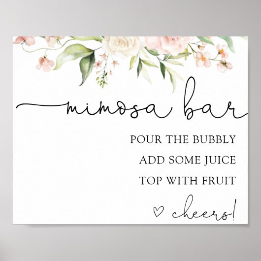 Poster Panneau boisson Mimosa Bar Rose Blush et Verdure (Devant)