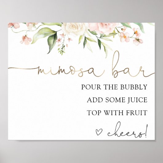 Poster Panneau boisson Mimosa Bar Rose Blush et Verdure (Devant)