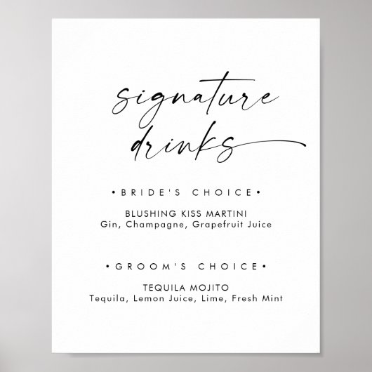 Poster Panneau boisson signature de script moderne (Devant)