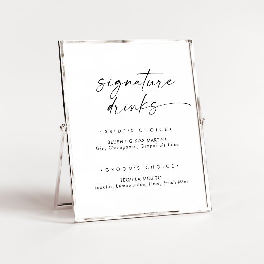 Poster Panneau boisson signature de script moderne