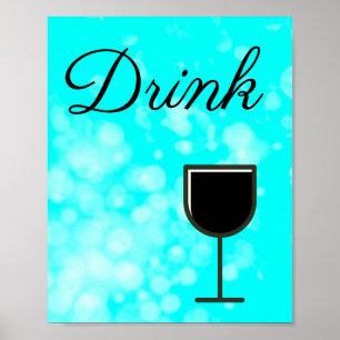 Poster Panneau boisson turquoise et noire pour cuisine