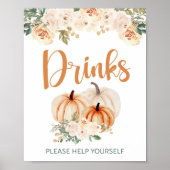 Poster Panneau Boissons de Baby shower citrouille (Devant)