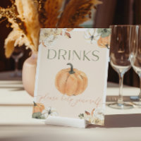 Panneau Boissons de Baby shower citrouille