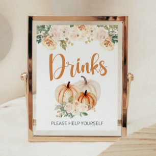 Poster Panneau Boissons de Baby shower citrouille