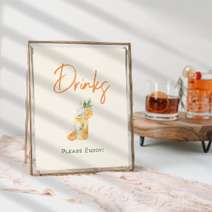 Poster Panneau Boissons de Baby shower de Citrus Little C