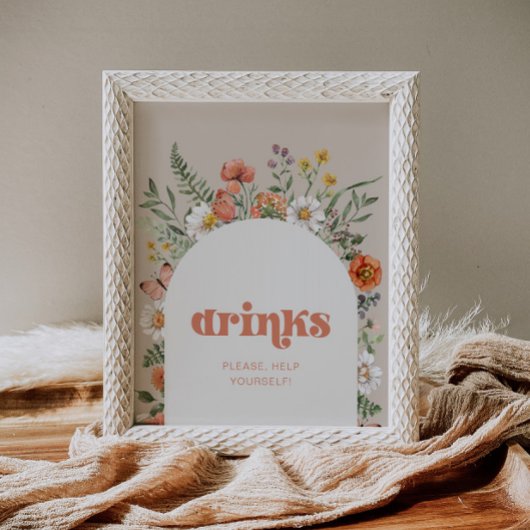 Poster Panneau Boissons fleurs sauvages