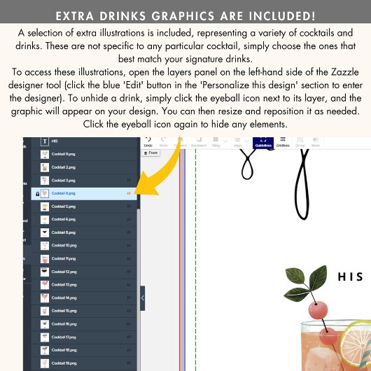 Poster Panneau Boissons Signature Mariage Cocktails perso