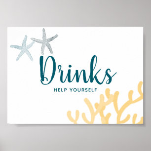 Poster Panneau Boissons sous le thème de l'Océan marin