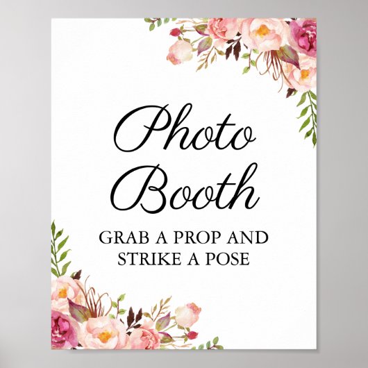Poster Panneau Booth Mariage rose rustique (Devant)