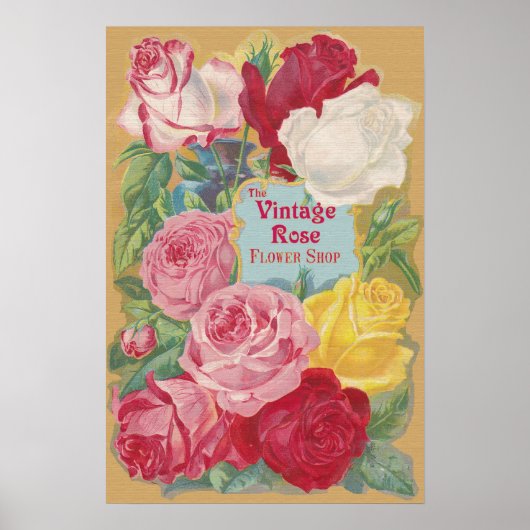 Poster Panneau Boutique Vintage Rose (Devant)