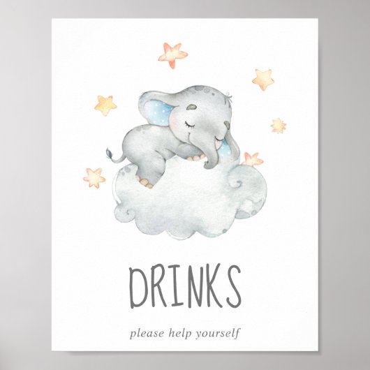 Poster Panneau Boy Baby shower Little Elephant Boy Boy (Devant)