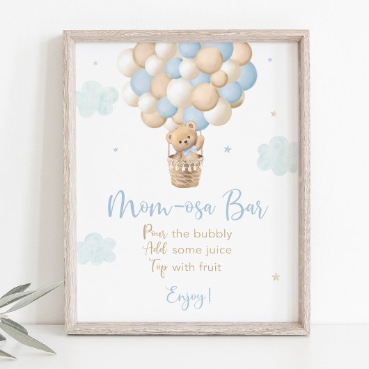 Poster Panneau Boy Blue Teddy Bear Baby shower Mimosa Bar